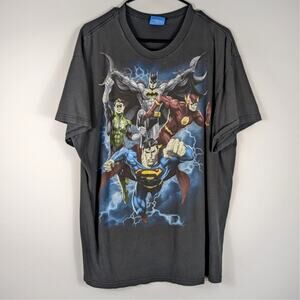 Justice League Graphic T Shirt Mens DC Comics Superhero Gray Short Sleeve Tee